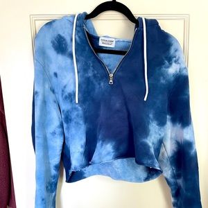 Cotton citizen tie dye cropped half zip hoodie
